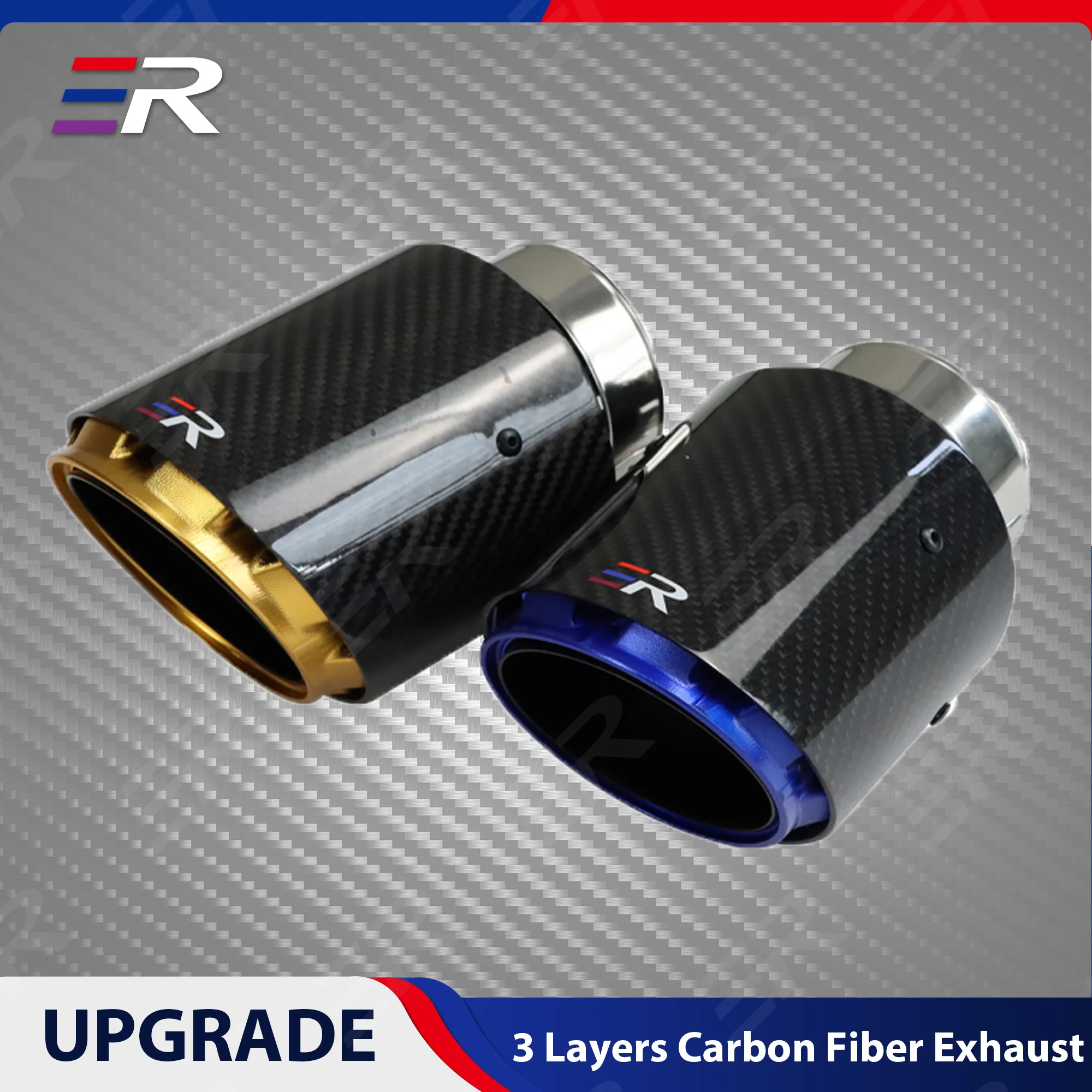 

ER Upgrade cars accessories Exhaust Tip Carbon Fiber 3 layers for Universal Muffler Tail Pipe Nozzle Modify