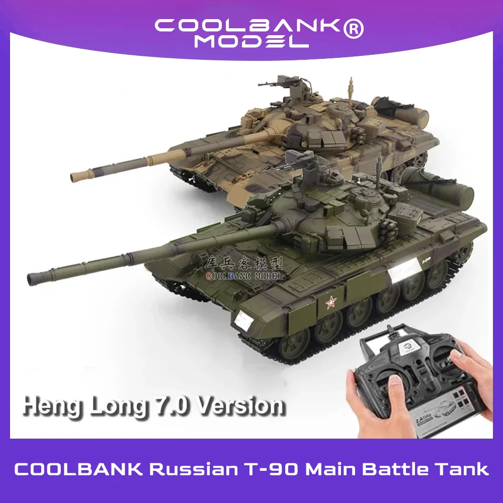 COOLBANK 2.4Ghz Heng Long 1/16 RC Tank 7.0 Ver. Russia T90 3938-1 tanque de guerra Tank Model BB Gun IR Battle RC tank toys Boys