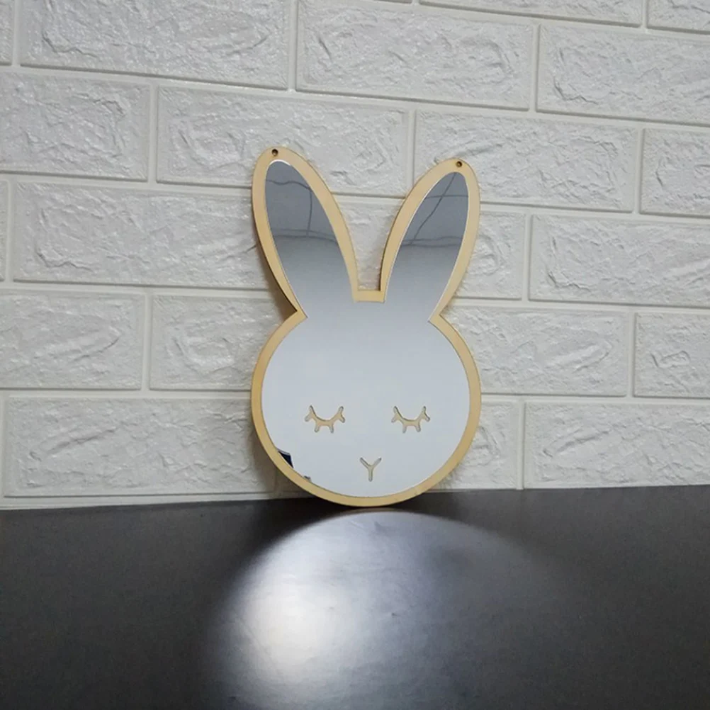 

Wooden Mirror Acrylic Wall Hanging Decorative Bunny Style Girls Room Cartoon Frame Safe Non Glass Easy Install