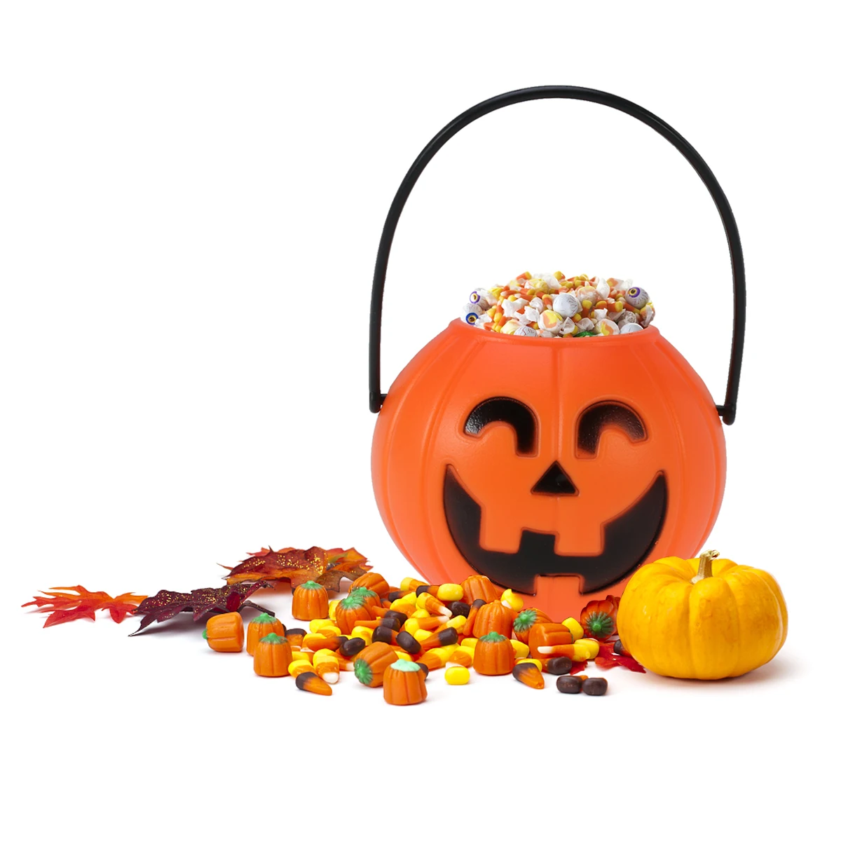 

Pumpkin Bucket Candy Holder 7cm Kids Snack Basket Halloween Party Treat Gift LED Lantern Eco Material Black Handle Facial