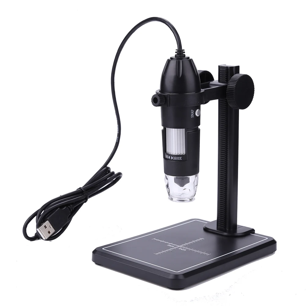 HD Inspection Camera 1600X USB Digital Microscope with 8 LED & Lift Stand Zoom Camera Magnifier for MAC Win10 Win8 Win7