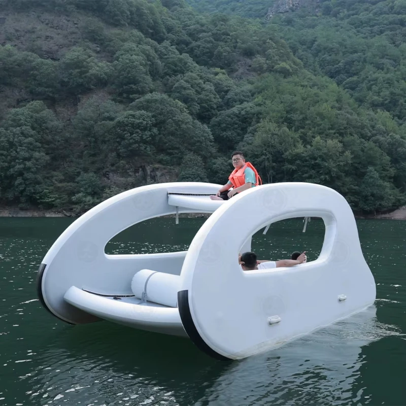 

Inflatable solar electric boat Inflatable pontoon with rain cover for water games