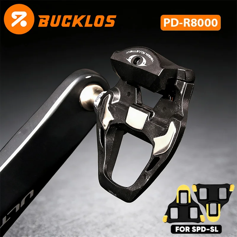 

BUCKLOS Bicycle Lock Pedal for SPD-SL Nylon/Aluminum Alloy Road Bike Pedals with Cleats Ultralight Bicycle Self-Locking Pedal