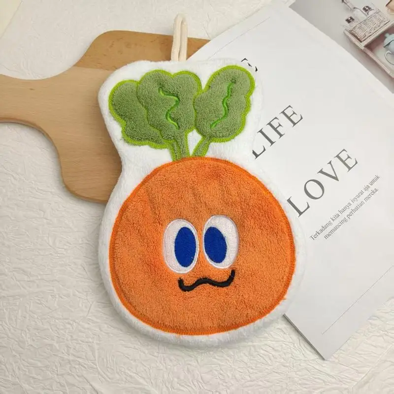 الجزرة الاطفال الكرتون شنقا منشفة اليد لينة المرجان الصوف ماصة منشفة المطبخ الوجه القماش