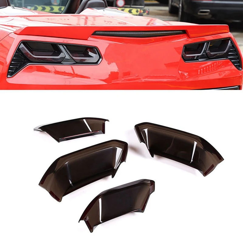 

For Chevy Corvette C7 14-19 Rear Fog Lamp Cover Trim Sticker Accessories - Smoked Black