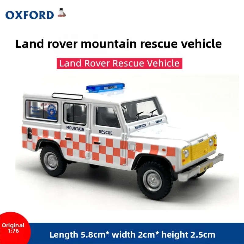 Diecast OXFORD 1:76 Scale Land Rover Mountain Rescue Jeep Off-road Vehicle Alloy Car Model Collectible Toy Gift Souvenir Display