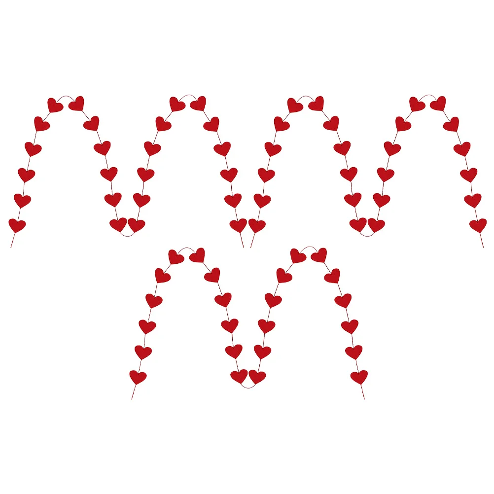 

3Pcs Valentine's Day Heart Shape Banner Wedding Party Decor Red Garland Mantel Heart Shape Banner Valentine's Day Decorations