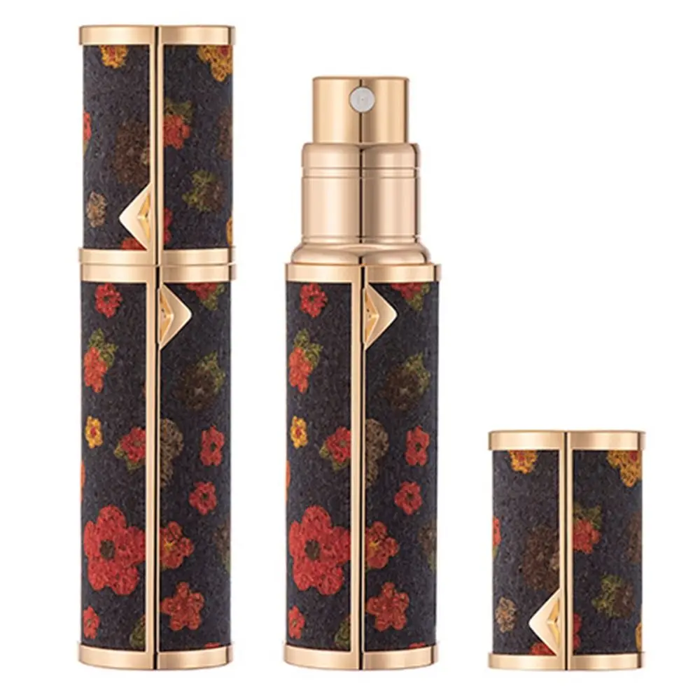 Compacte, met bodem gevulde leren fles, draagbare hervulbare verstuiver, antislip, ultrafijne reiscontainer, reisaccessoires