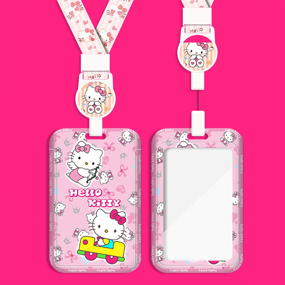 Cartoon Hello Kitty Card Case Kawaii Kt Cat Work Bus Card Holder with Lanyard Gifts Toys view 6