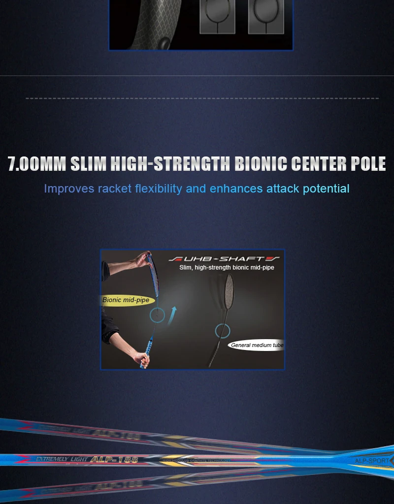 ALPSPORT AIR 10U Ultraleicht 52g T800 Badminton-Schläger Schneller Rebound Importiert Maximal 28lbs 100% Pro Kohlefaser + Titanium Schläger Für mittlere bis fortgeschrittene Spieler – Detail 8