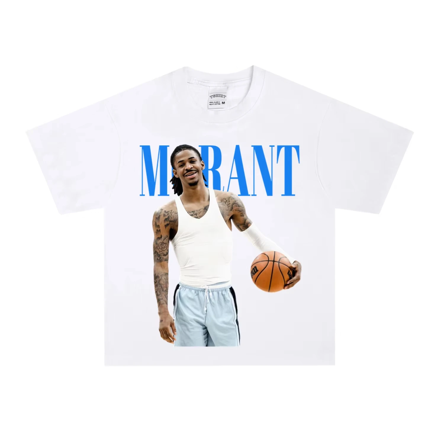 Camiseta de Ja Morant, Algodón Suave, Corte Ajustado, Estilo Baloncesto, Casual, Urbana, Moderna, para Uso Diario, Tendencia Chic
