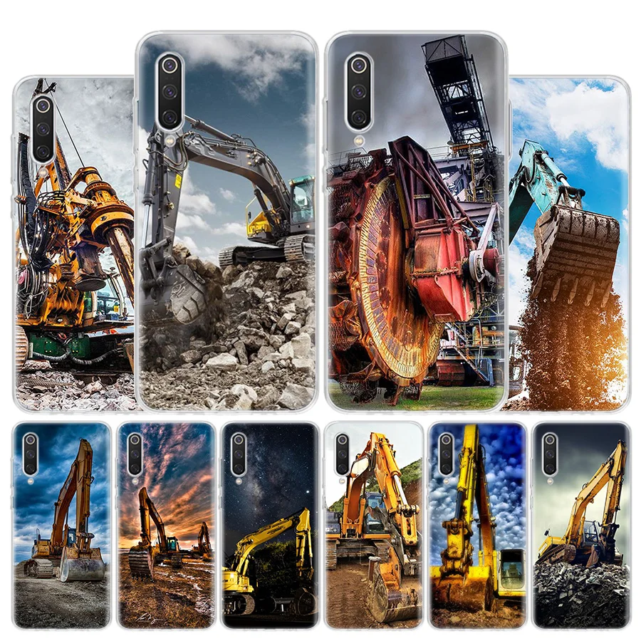 Excavating Machinery Bulldozer Man Cover Phone Case For Xiaomi Redmi Note 13 12 12S 11 11S 10 10S 9 9S 11T 11E Pro Plus 8 8T 7 +