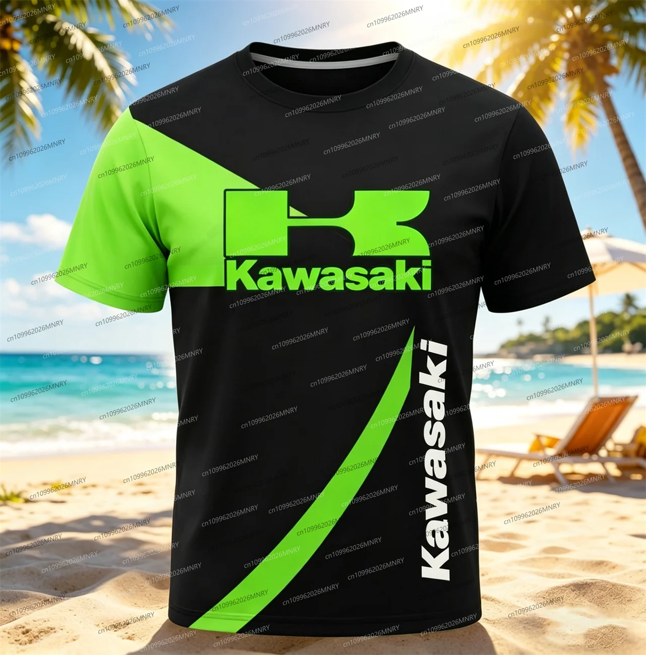 

Футболка с изображением мотоцикла Kawasaki, летняя мужская футболка большого размера, мужская одежда, женская дышащая футболка с 3D принтом и короткими рукавами