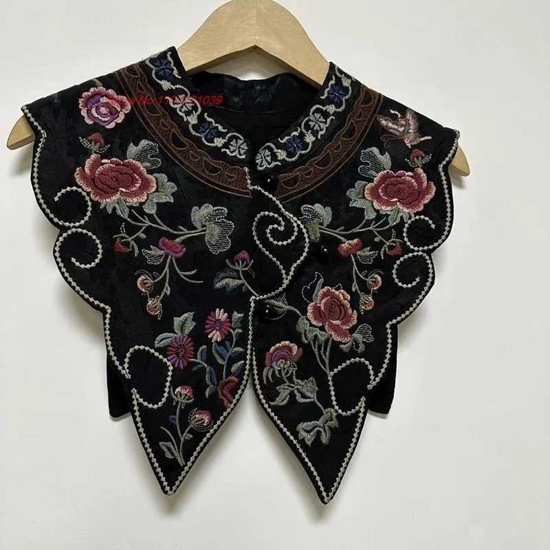 2024 chinese vintage shawl cloak cape national flower embroidery cape hanfu accessories oriental retro vest sleeveless jacket