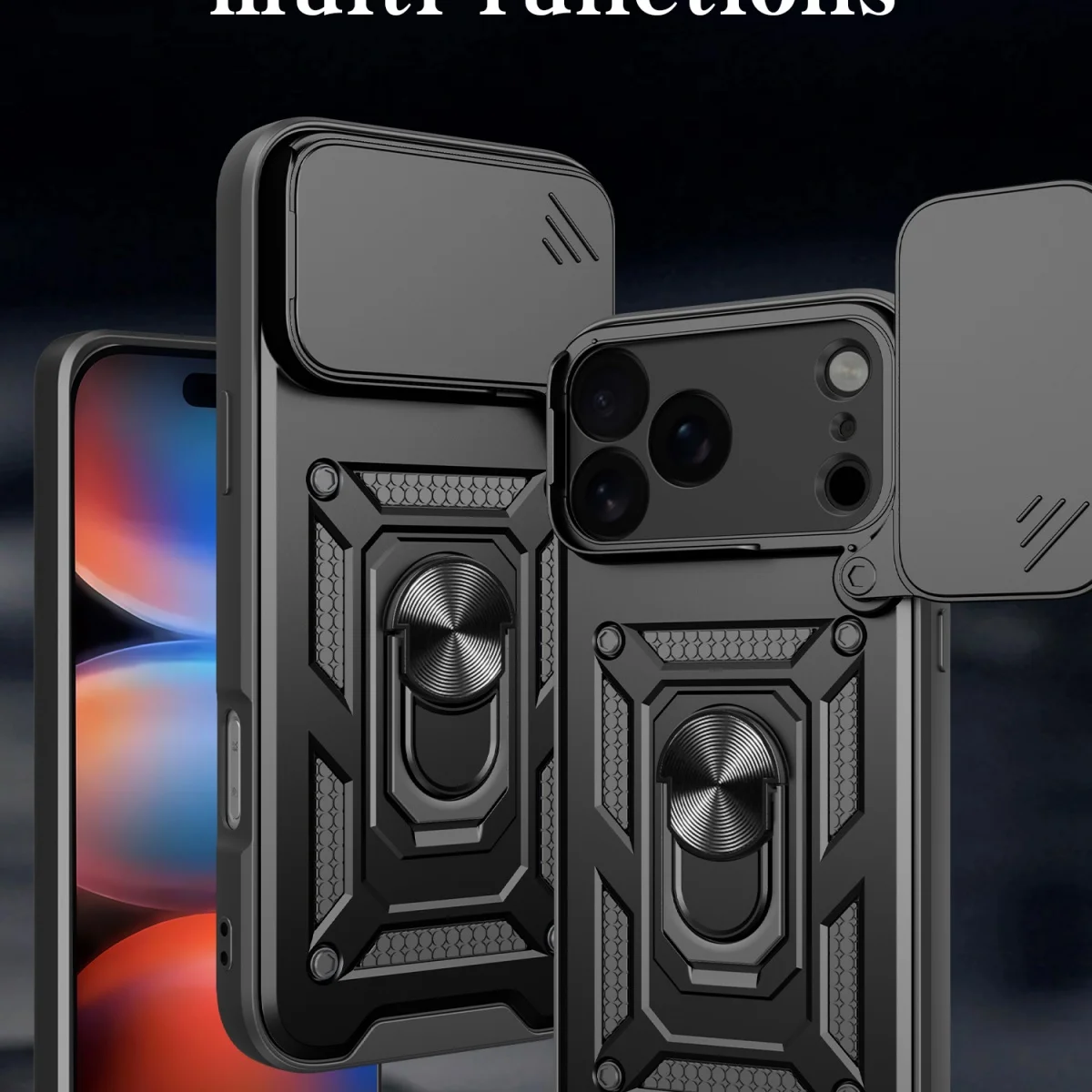 Shockproof Case for IPhone Air 18 17 16 15 Plus 14 13 12 11 Pro Max Magnetic Ring Stand Car Holder Camera Lens Protection Cover - view 5