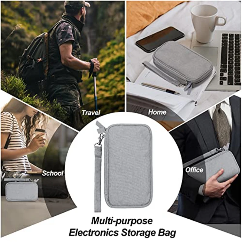 Travel Cord Organizer Bag Water Resistant Double Layers Pouch Carry Case For Cord,Phone,Charger