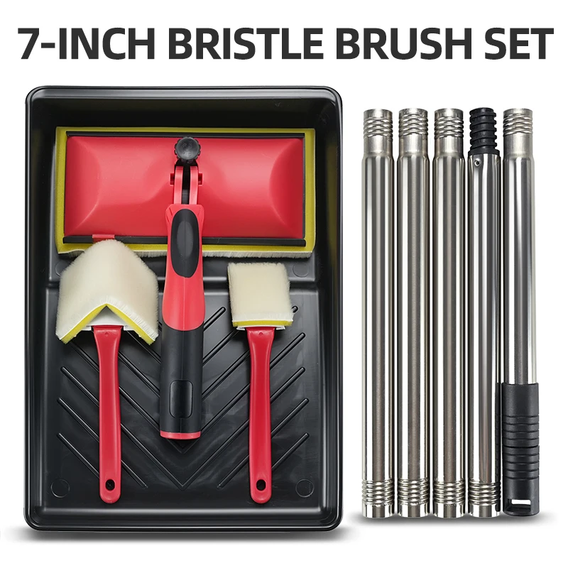 

7 Inch Paint Pad Applicator Corner Walls and Ceilings Pad Painter Decorating Paint Pad Kit with Extension Pole and Paint Tray