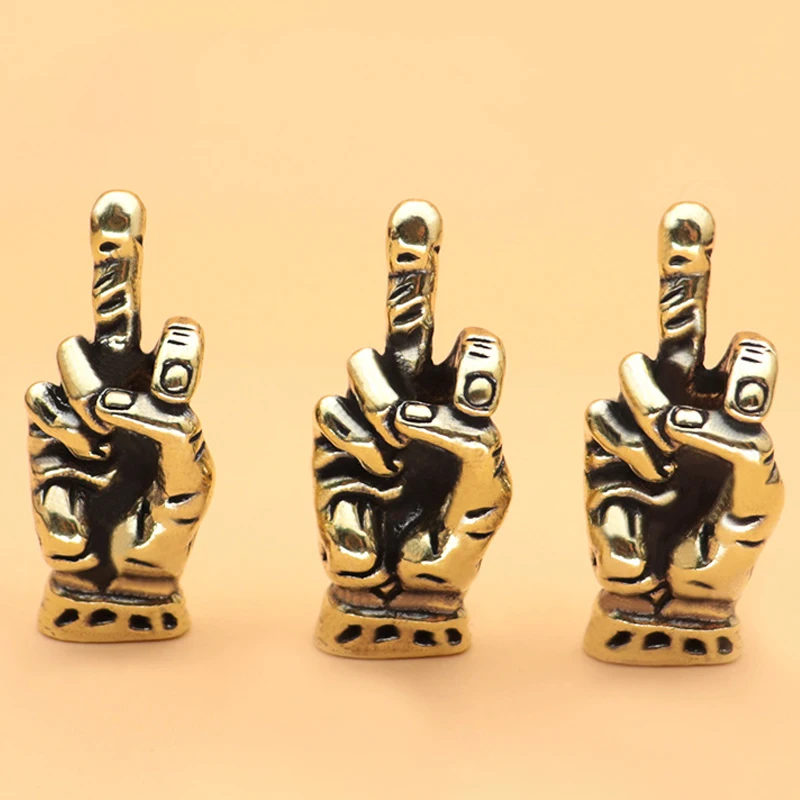 Copper Hand With Erect Middle Finger Up Statue Punk Style Vintage Brass Hand Miniature Ornaments Home Office Desk Decoration Toy