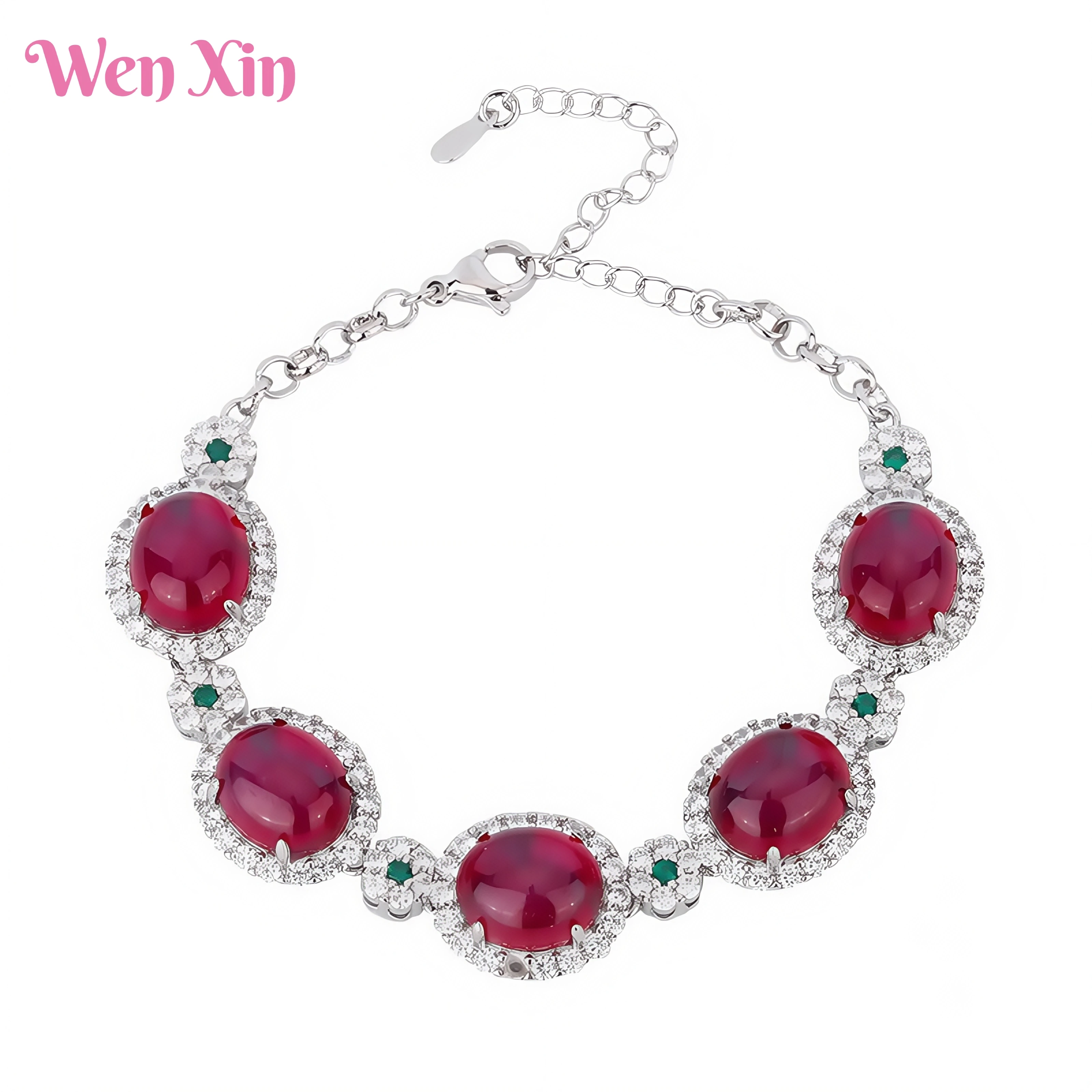 

WENXIN Brand Women Fashion MUSHAN High Grade Copper Chain Bracelets Bangle For Women Fashion Colorful Gemstones Jewelry
