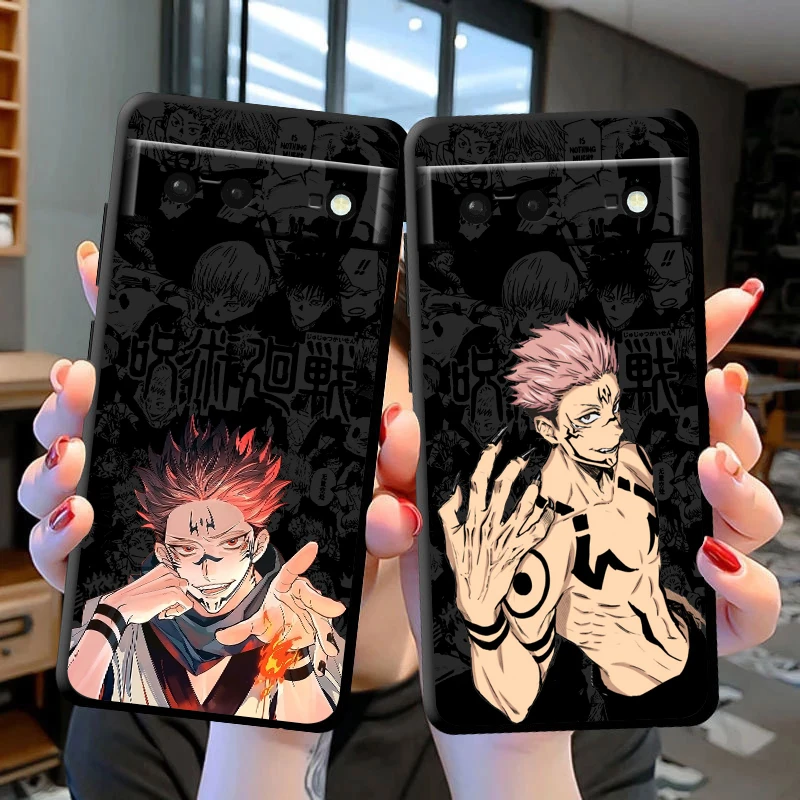 Jujutsu Kaisen Yuji Sukuna Phone Case For Google Pixel 8 7 Pro 6 Pro 6A 5A 5 4 4A XL 5G Black Soft Fundas Cover