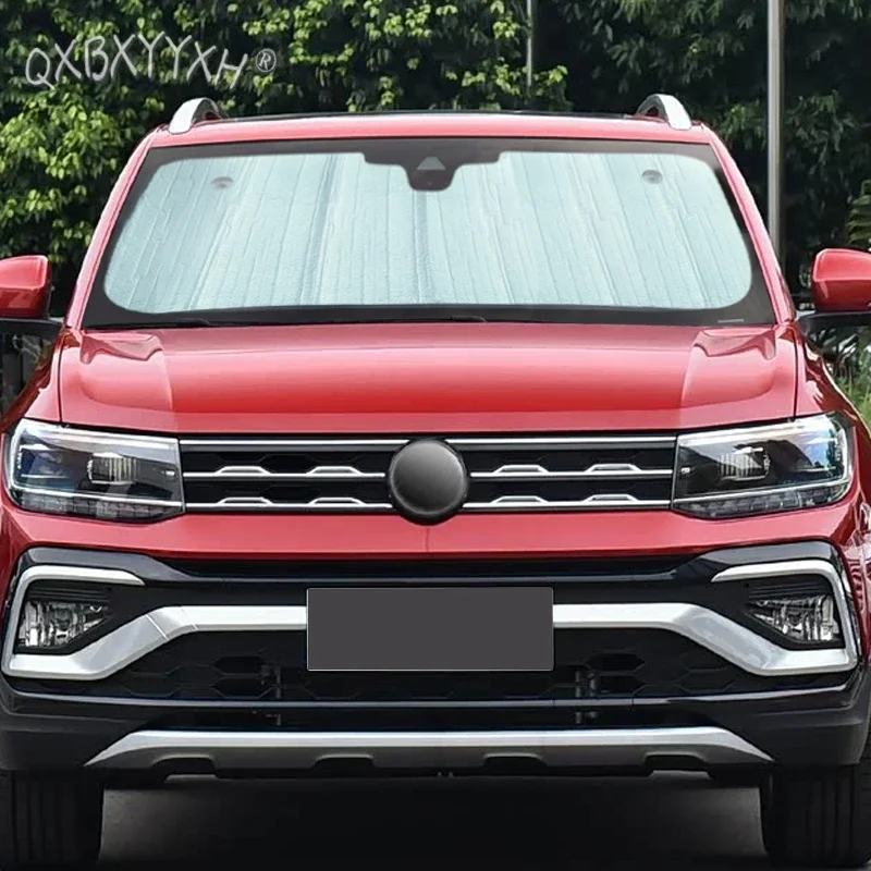 Car Aluminum Foil Foldable Cover Sun Shade For VOLKSWAGEN T-CROSS 2017-Present Auto UV Heat Insulation Windshield Sunshades