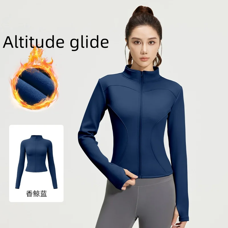 Chaqueta deportiva de manga larga para mujer, camisa de Yoga y Fitness con cremallera, ropa deportiva cálida para gimnasio, abrigos para correr, ropa de entrenamiento para ciclismo