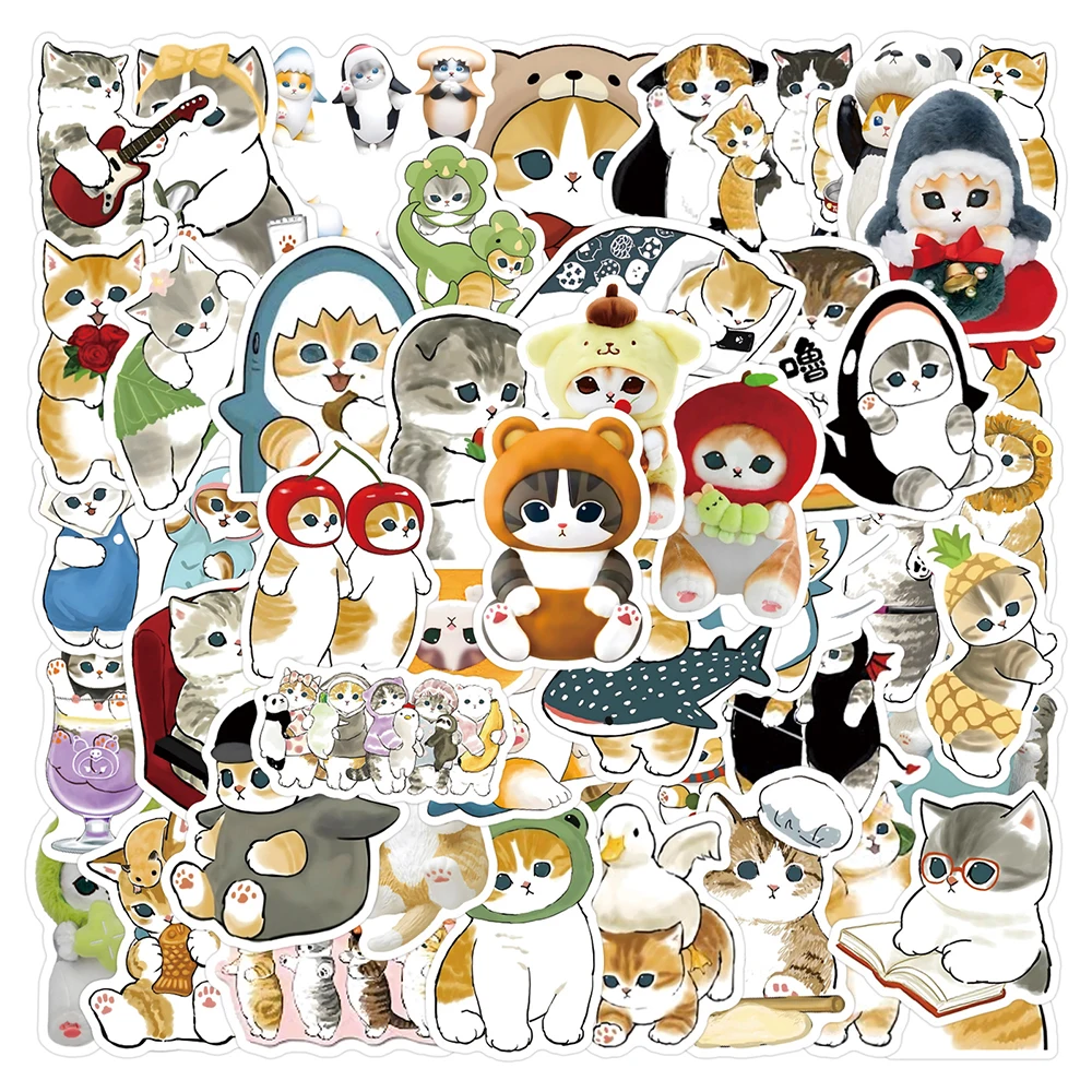 10/30/50/110pcs Mofusand Cute Cartoon Stickers Kawaii Graffiti Cat Decals Laptop Water Bottle Phone Waterproof Sticker Kids Toy