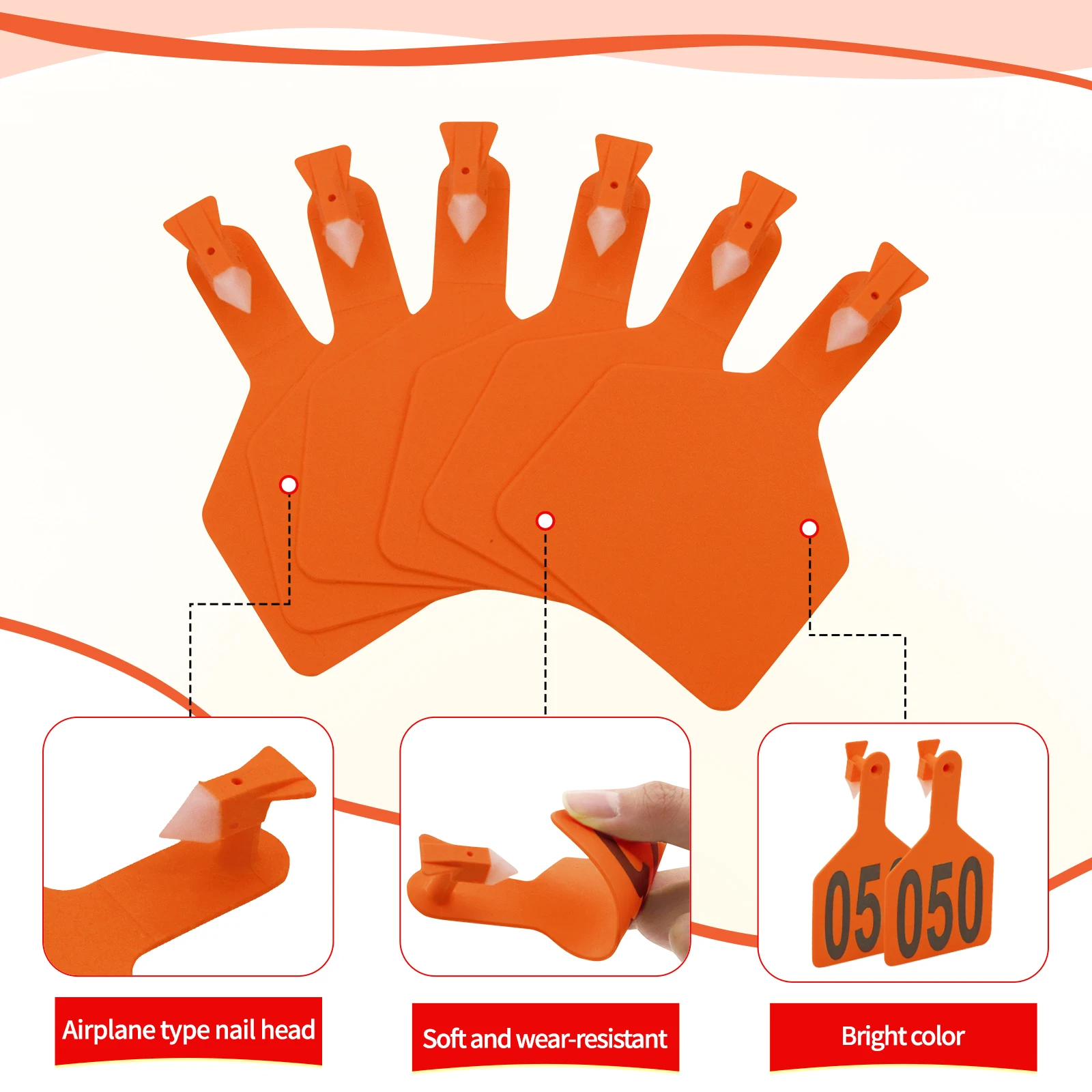001-50 الماشية البقرة علامات الأذن الكبيرة علامات مع الكلمات أدوات تحديد الحيوانات بولي TPU علامة البقرة خنزير الماعز الأغنام مزرعة علامة (50 قطعة)