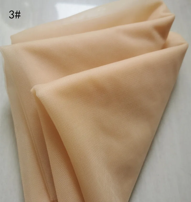 Skin-friendly Plain Yarn Beige Nude Skin Anti Hook Wedding Dress Fabric Transparent Soft Lightweight Invisible Netting Tulle