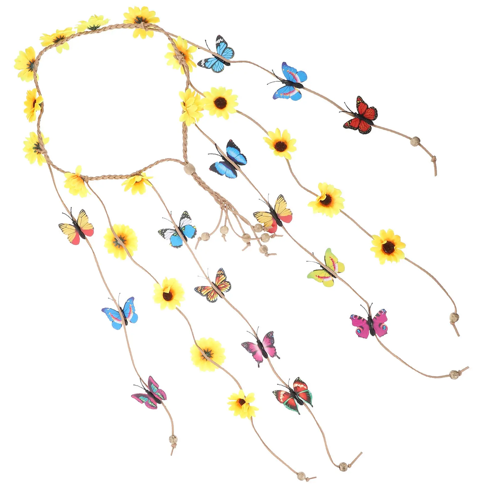 

Sunflower Butterfly Tassel Bohemian Flower Headband for Women Party Wedding Adjustable Floral Hair Accessories
