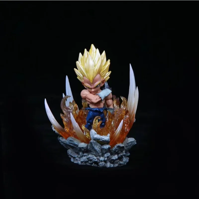 

Super Saiyan Q Version Mini Vegeta Yellow Hair Doll Ornament Model Luminous Version Figure For Children's Gifts