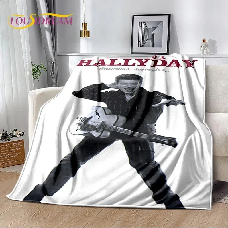 Printing Johnny Hallyday Rock Star Soft Flannel Blanket for Beds Bedroom Sofa Picnic,Throw Blanket for Outdoors Leisure Gift
