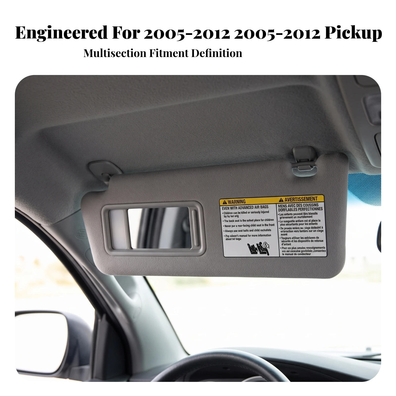 Sun Visor with Mirror Gray Car Sun Visor with Flap Auto Part Molded Long-Lasting for Commuters, Windshield