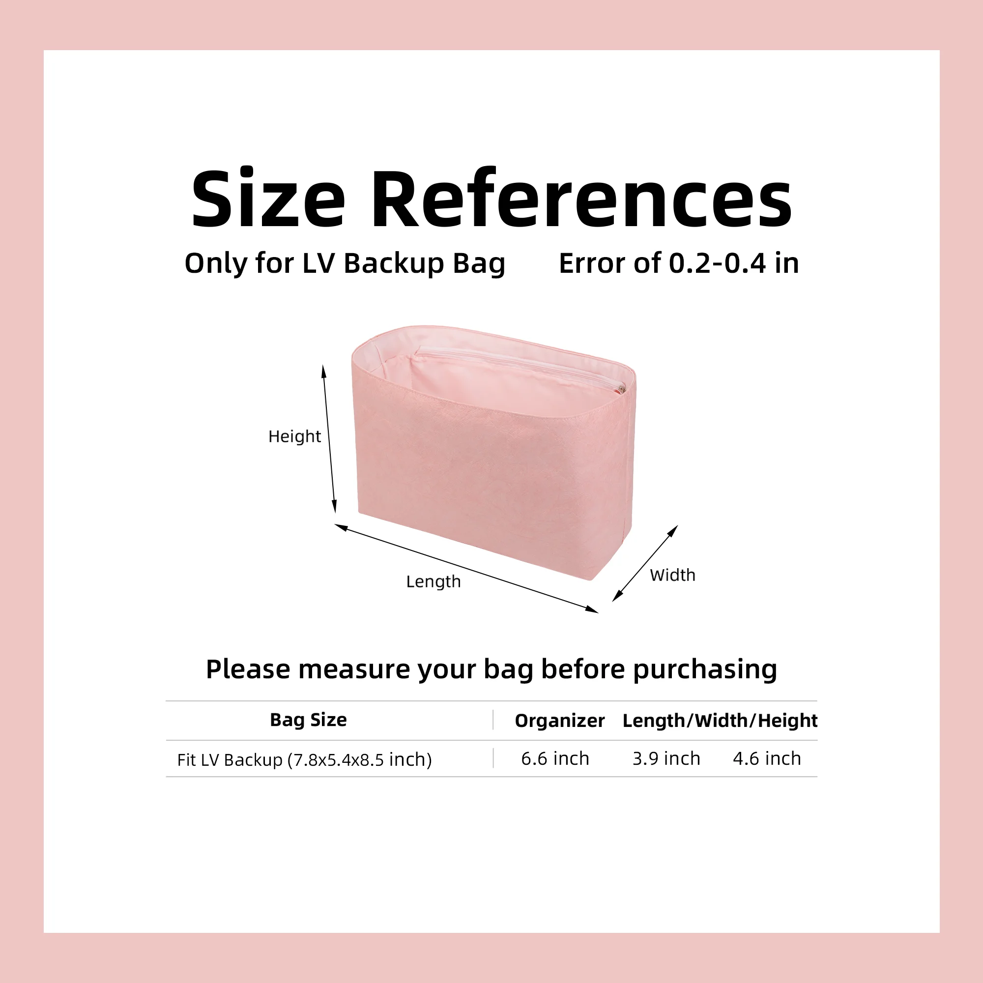 DGAZ Lightweight Purse Organizer Insert for Backup Bags,silk and DupontPaper handbag inner for Luxury Bag