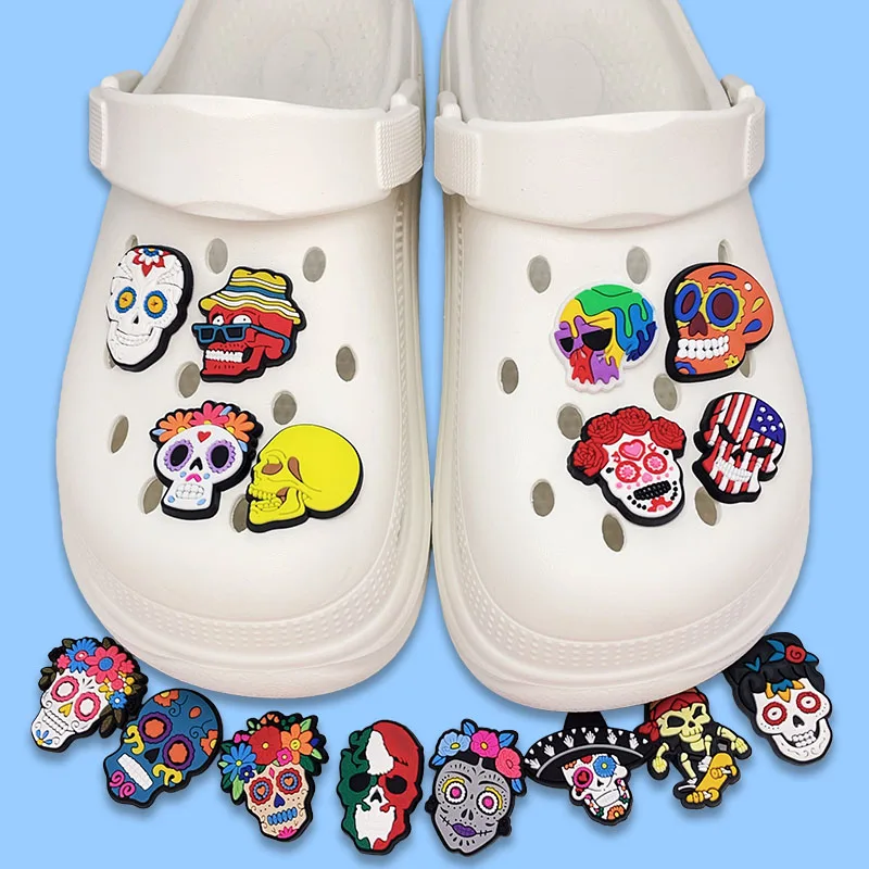 16Pcs Skull Shoe Charms Halloween Horror Shoes Decoration Charms for Party Favor Gifts