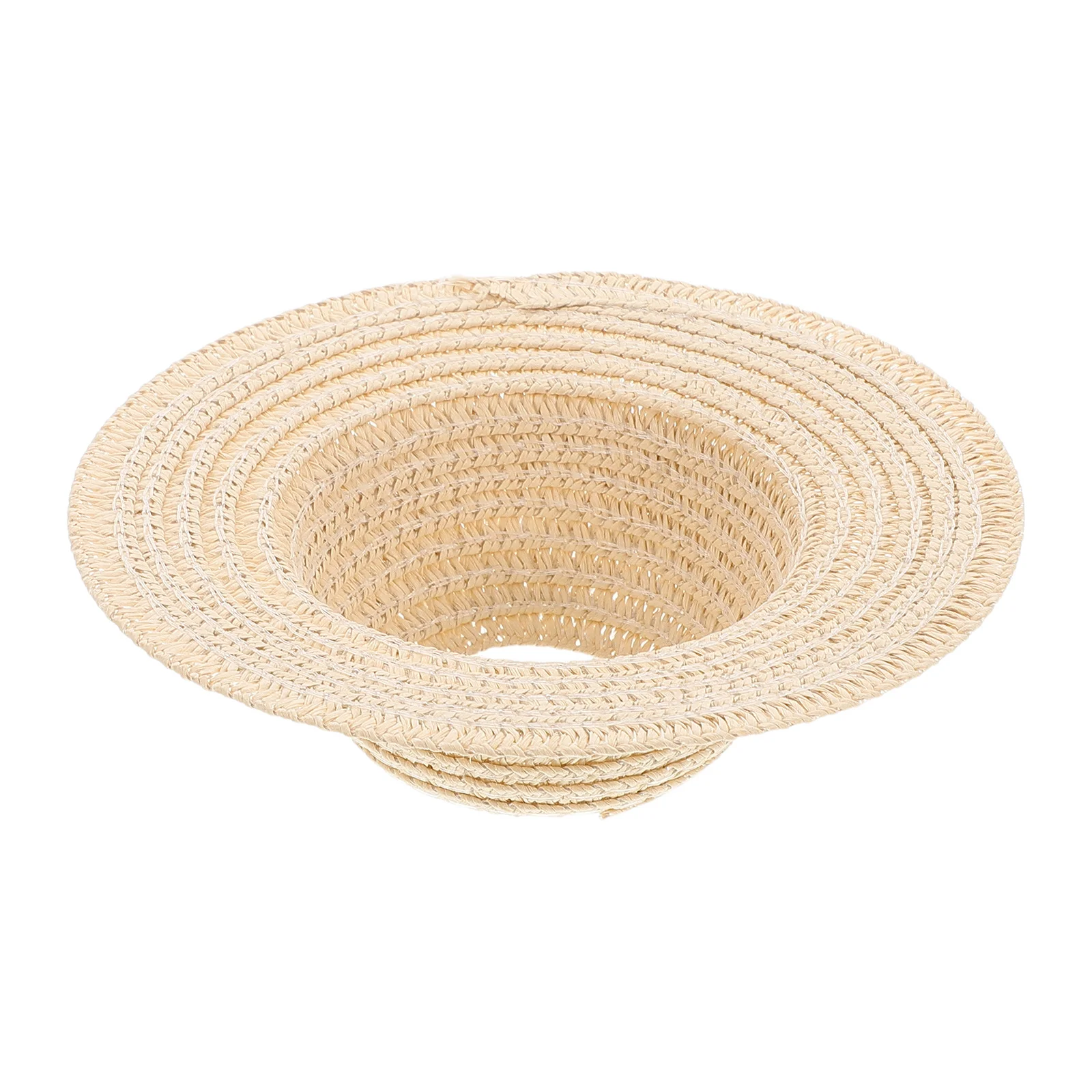 Mini chapéus de palha para casa de bonecas, faça você mesmo, artesanato, top aberto, 17cm de aba larga, feito à mão, adereços para fotos, acessórios de fantasia, verão leve
