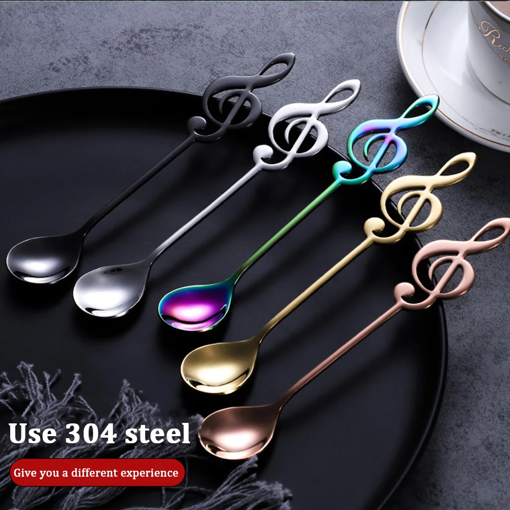 New High Quality Stainless Steel Musical Notes Coffee Spoon Tea Stirring Spoon Tea Desserts Sugar Spoon Tableware Kitchen Tools