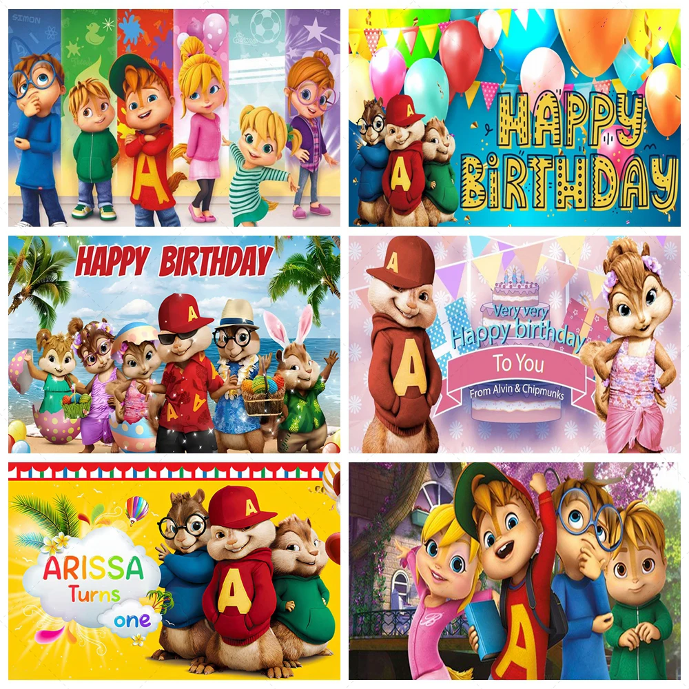 Telón de fondo de fotografía de Disney, Alvin y ardillas, Simon Theodore, decoraciones para fiesta de cumpleaños de niños, utilería para estudio fotográfico