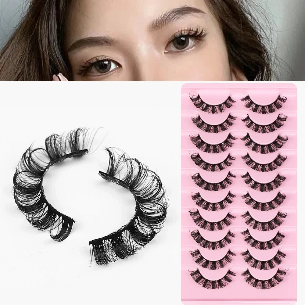 10 Paar Wimpern D-Curl 10-16mm Russische Wimpern 3D Nerz-Wimpern Wiederverwendbare Flauschige Russische Streifenwimpern