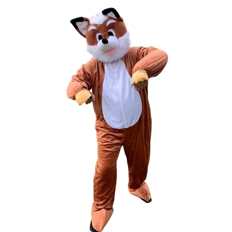 Traje de mascote Fox inclui cabeça e macacão até busto Traje de mascote Fox 42 polegadas 100% poliéster