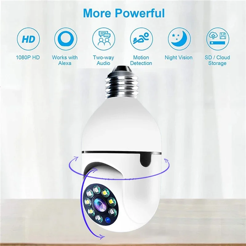 Bulb Surveillance Camera Night Vision Wireless 360° Wifi IP PTZ Outdoor Camera Indoor Security Monitor Wifi Camera Smart Securit