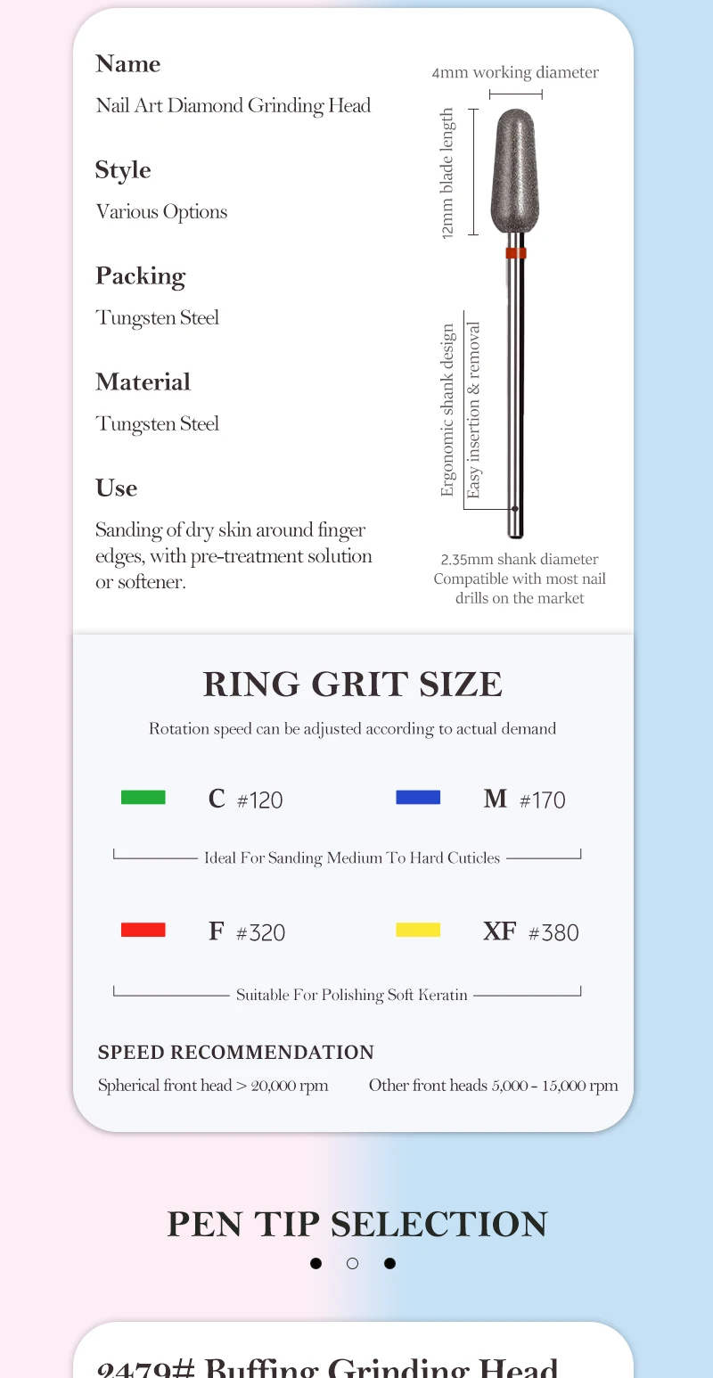 Diamant Sand Nagelfeilen Bohrer Nagelhaut Polieren Bit Nägel Schleifkopf Elektrische Maniküre Polnisch Häutchen Sauber Nagel Werkzeug – Detail 2