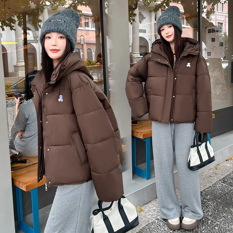 Parkas à capuche pour femmes, manteaux chauds et épais, poches amples, vestes avec bouton de fermeture éclair, manteau court, Streetwear pour dames, automne hiver 2025
