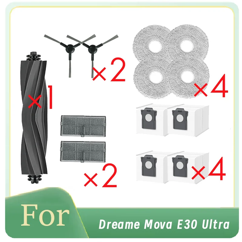 

BAAN-13 Pcs For Dreame Mova E30 Ultra Roller Side Brush HEPA Filter Mop Pad Dust Bag Ultra Durable Accessories