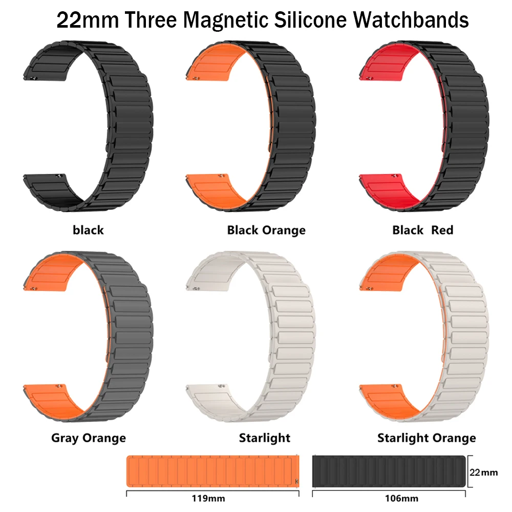 22 مللي متر حزام سيليكون مغناطيسي للغارمين Forerunner 265 570 255 Music Venu3 2 Vivoactive 4 Band ل AMAZFIT BIP 6 سوار رياضي