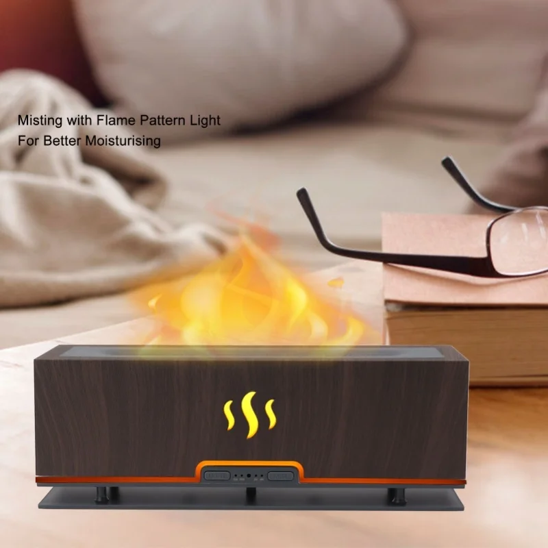 Humidifier Aroma Diffuser LED Light Timing Low Noise Home Decoration 100-240V For Room Office Dark Wood Grain