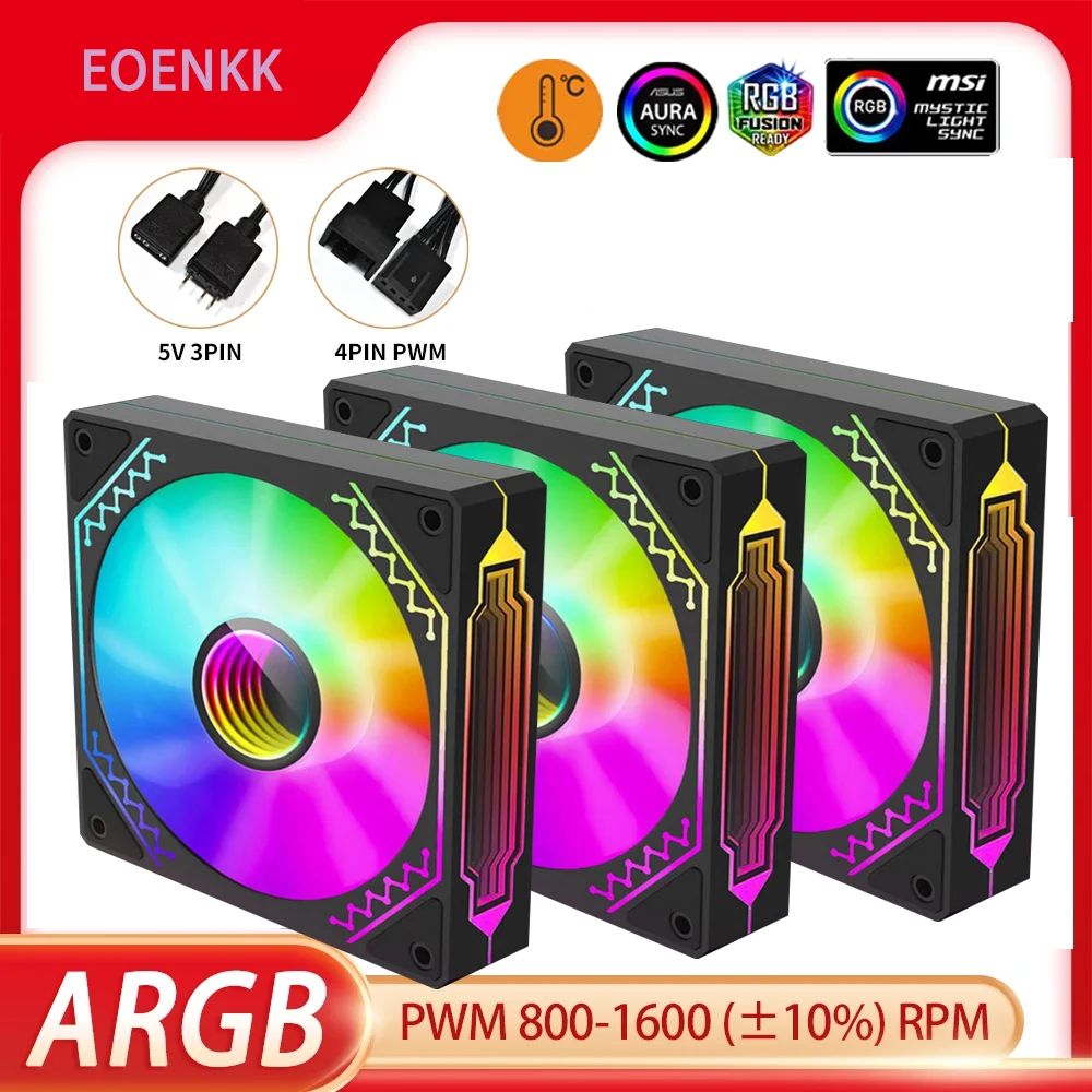 

Air12s PC Case Fan 12cm 4Pin 5V 3Pin ARGB Cyclic Mirror Light Effect PWM CPU 120mm Cooling Fan infinite space ventilador