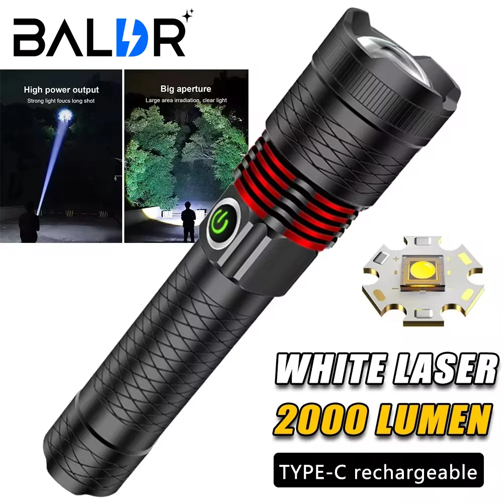 

BALDR High Power LED Flashlight USB Rechargeable Tactical Torch 18650 Battery Aluminum Alloy Outdoor Emergency Camping Lantern