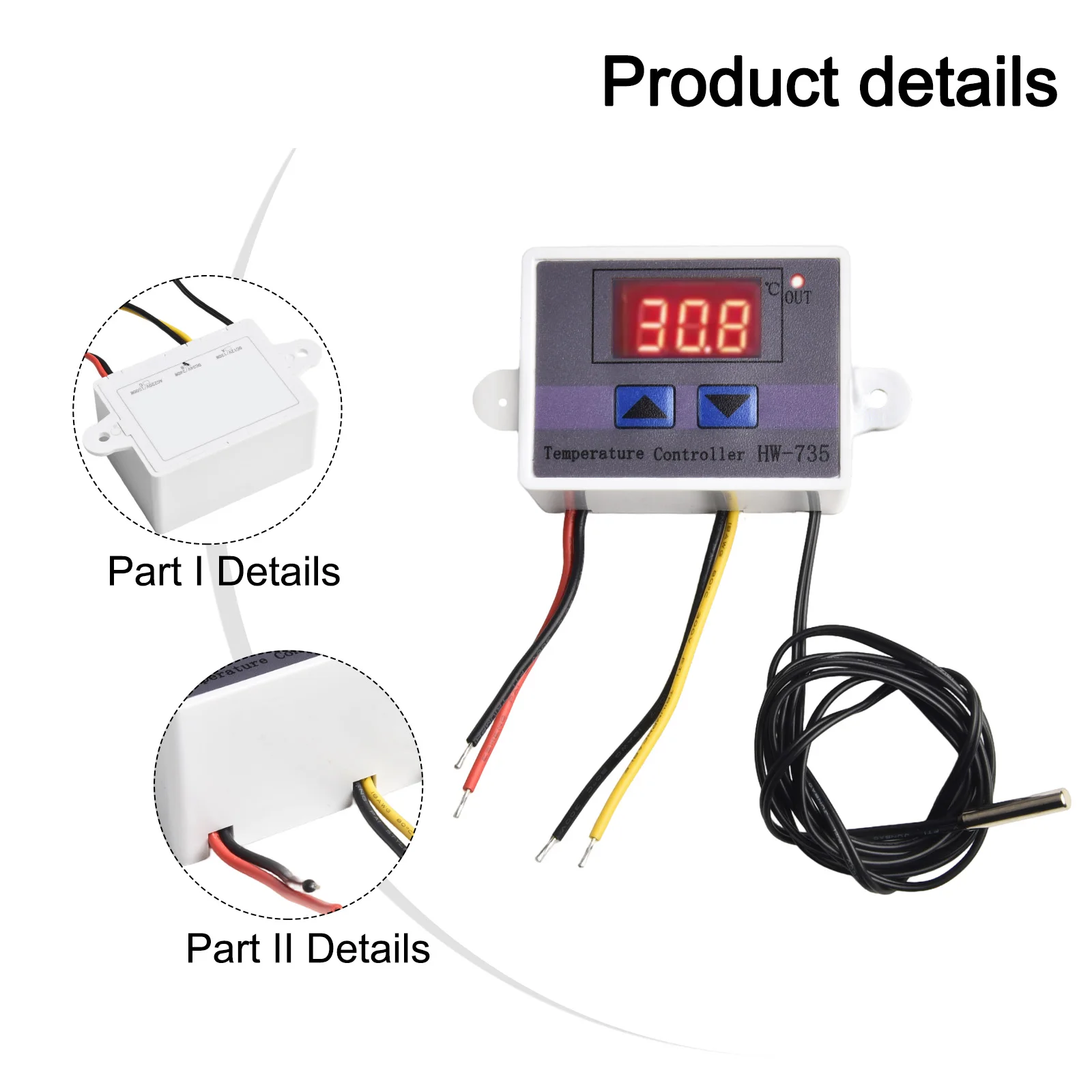 For XH-W3001 Compatible Temperature Regulator with 50C to 110C Control Range DC12V 120W DC24V 240W AC220V 1500W Power Handling
