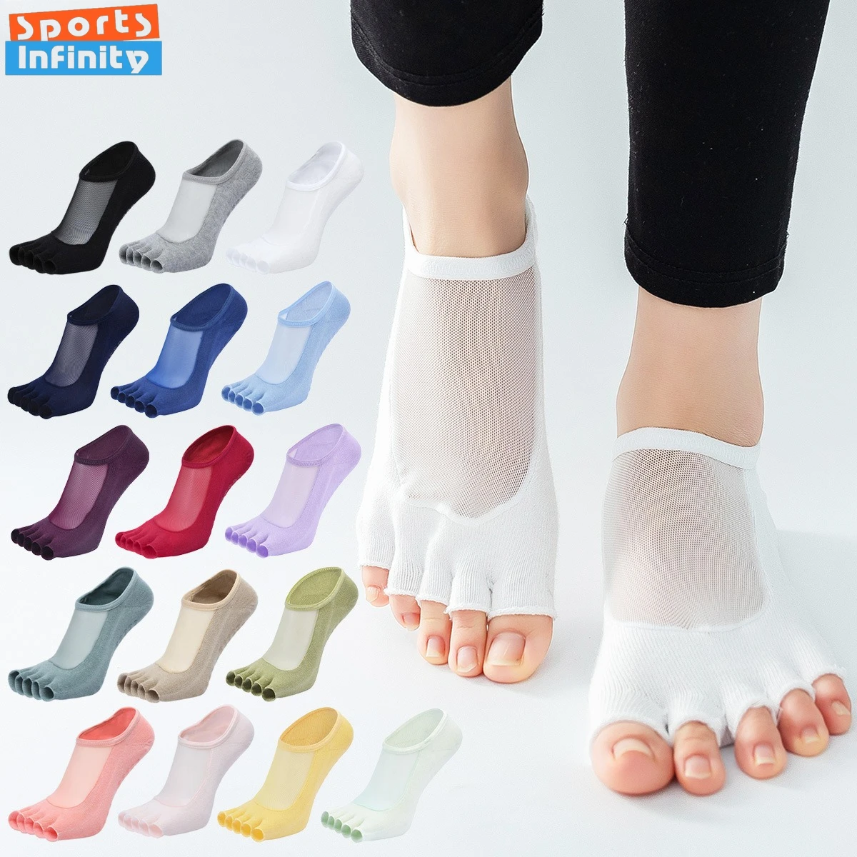 Mesh Women's Split Toe Half Finger Yoga Socks Anti Slip Professional Dance Performance Pilates Socks Women Fitness Sports Socks